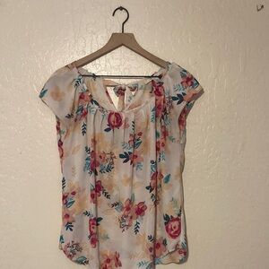 Floral Print Women's Blouse - White and Pink in Veey good condition